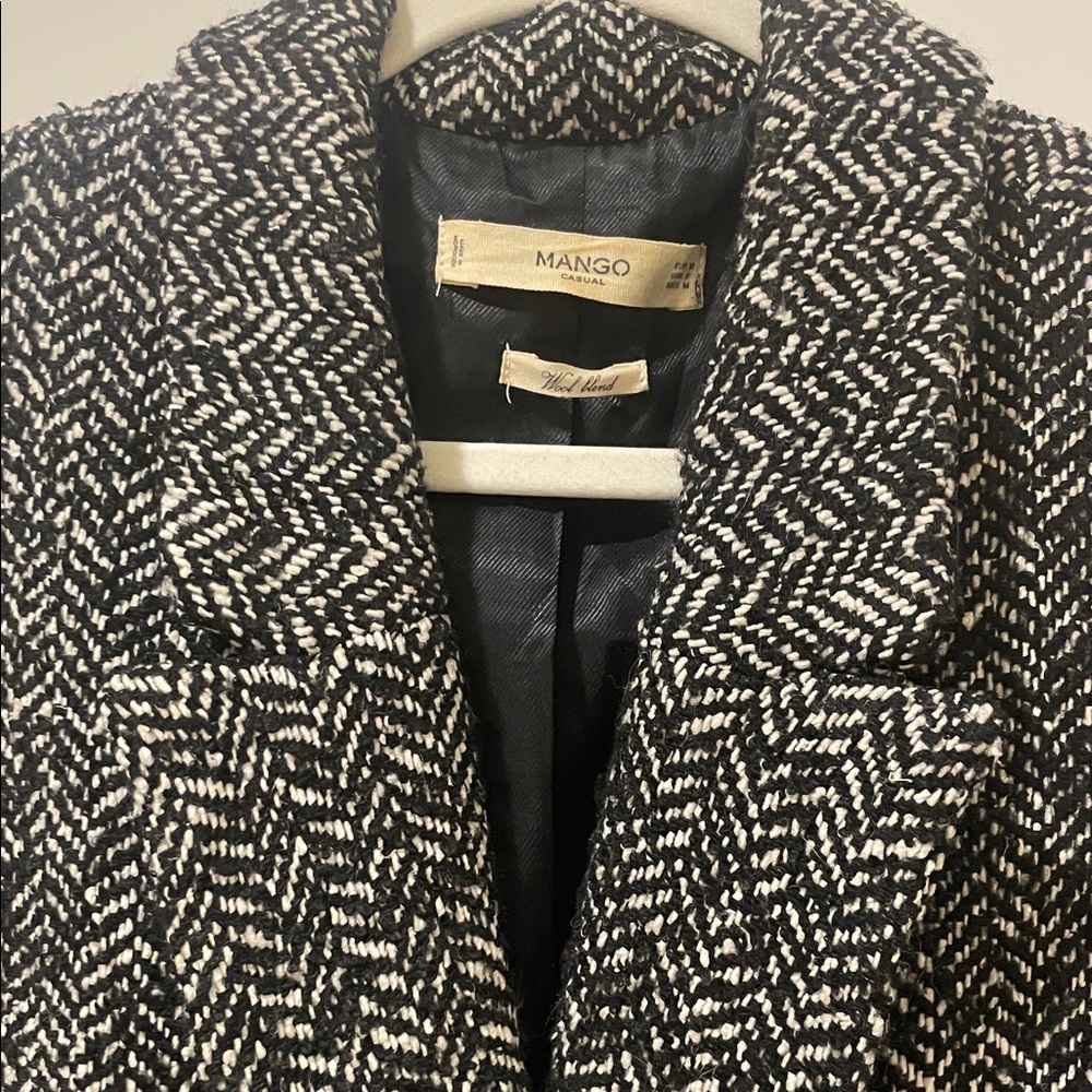 Mango Black and White Herringbone Coat - Picture 4 of 5
